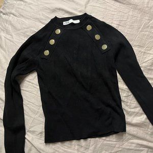 Zara black woven sweater with brass details